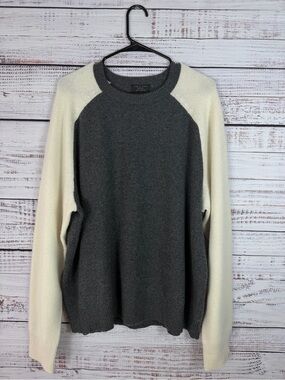 rag & bone 100% Cashmere Colorblock Crewneck Sweater XXL Gray Cream